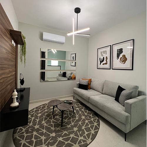 Sala de televisión en Punto Sur Residencial